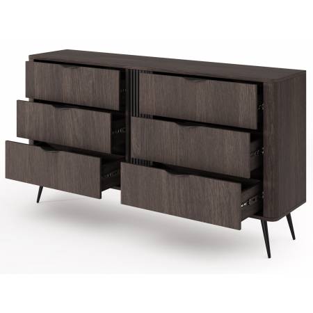 Komoda z szufladami 160 cm ryflowana listwa VIRGO dąb dunin + czarny